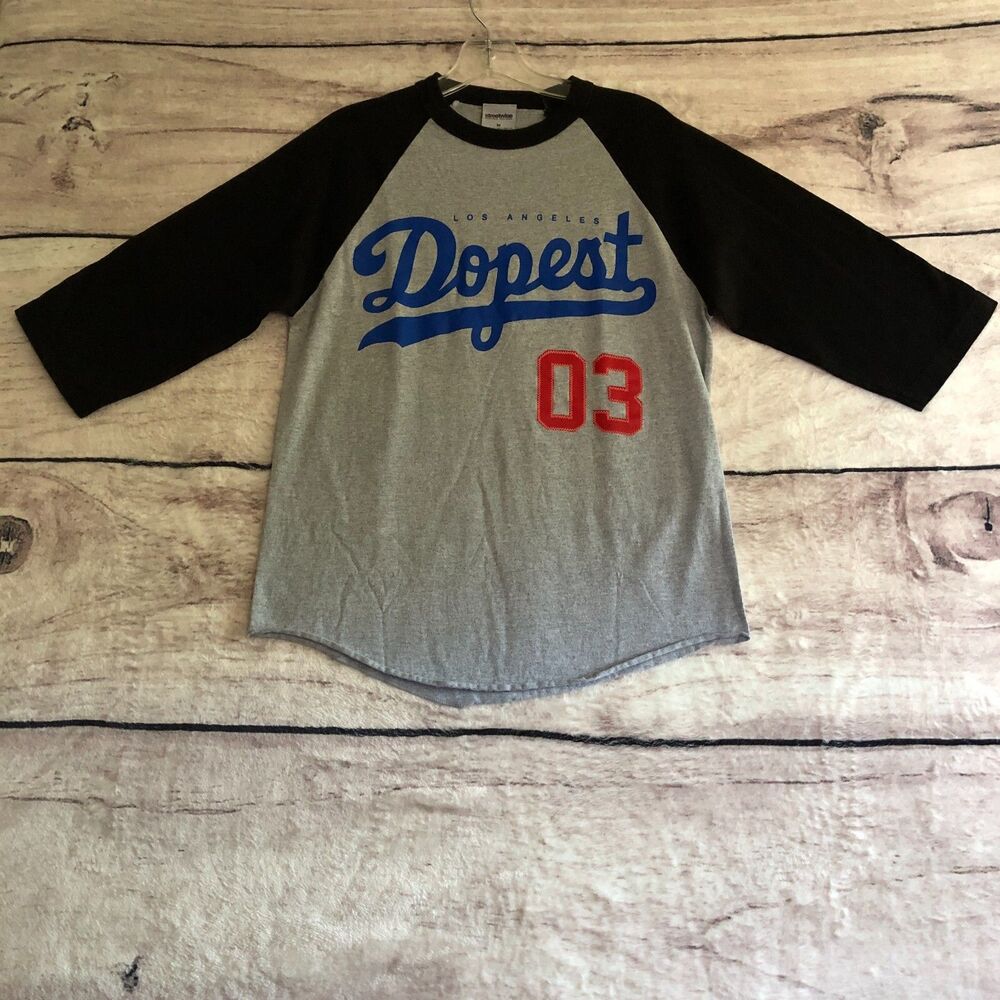 Streetwise T Shirt Mens M Gray Black Raglan Los Angeles Dopest Urban Streetwear
